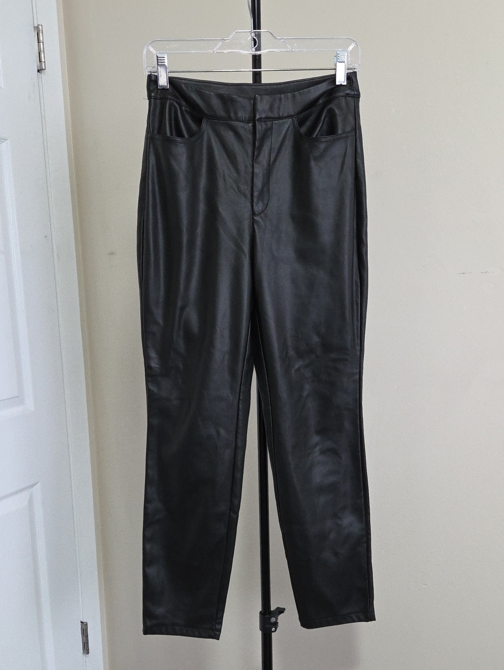 Noisy May Black Faux Leather High-Rise Pants